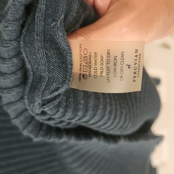 SET! Peruvian Connection Heathered Teal Ribbed Dorsay(?) Skirt (L) & Top (XL) - Picture 4 of 6